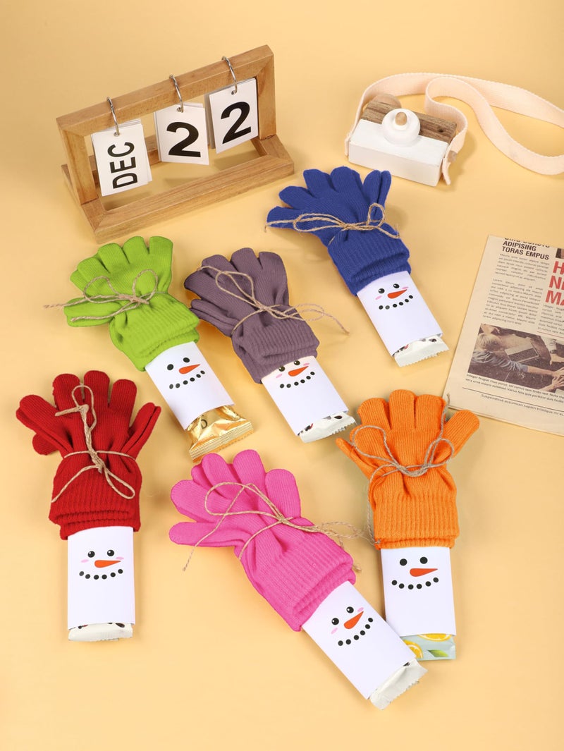 Cooraby 12 Pairs Kids Warm Magic Gloves Teens Winter Stretchy Knit Gloves Boys Girls Knit Gloves (Mixed 6 Color A, 6-12 Years) - Image 3